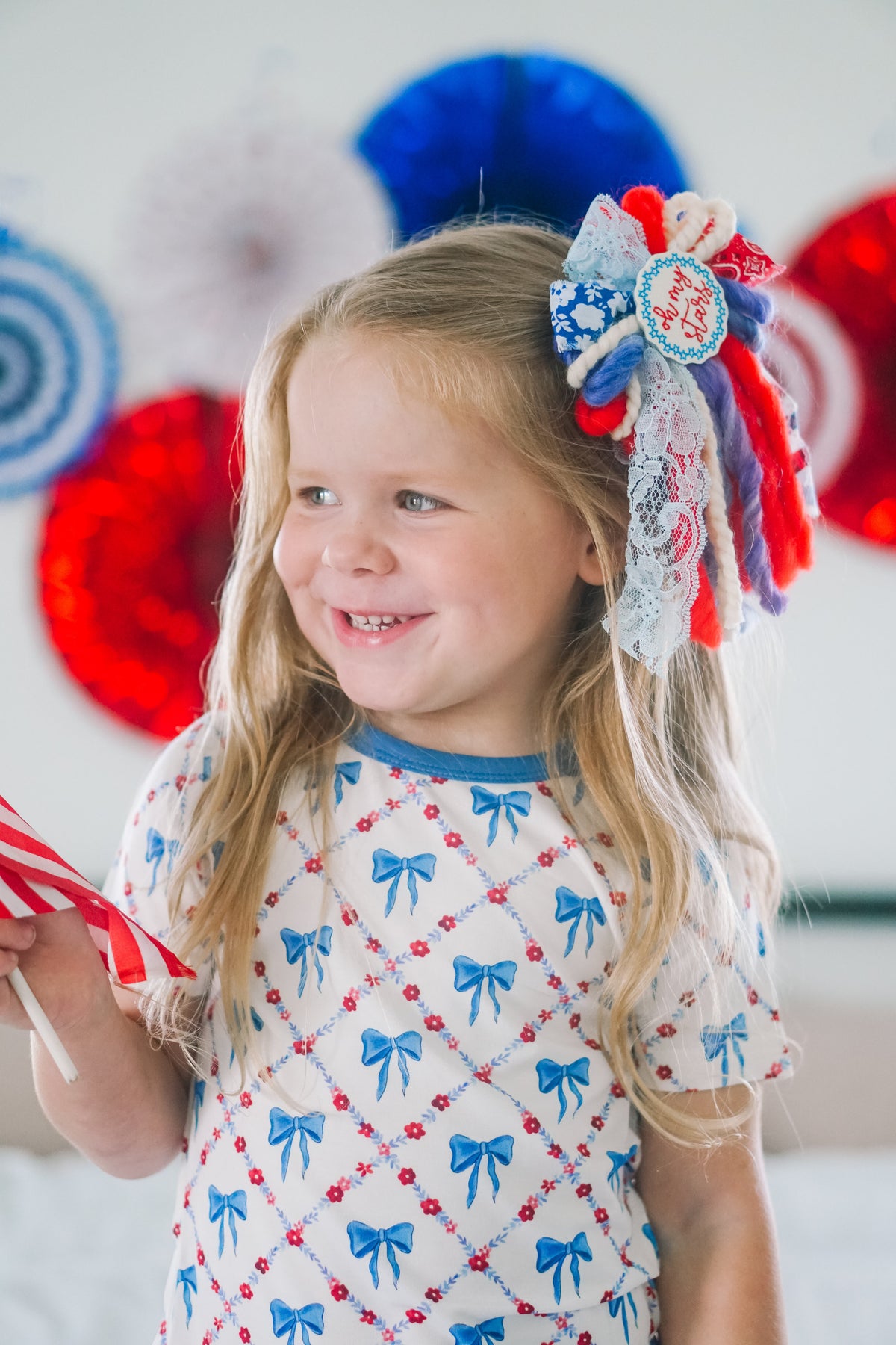 Red White & Bows 2pc Bamboo Pajamas — Little Joy Co.