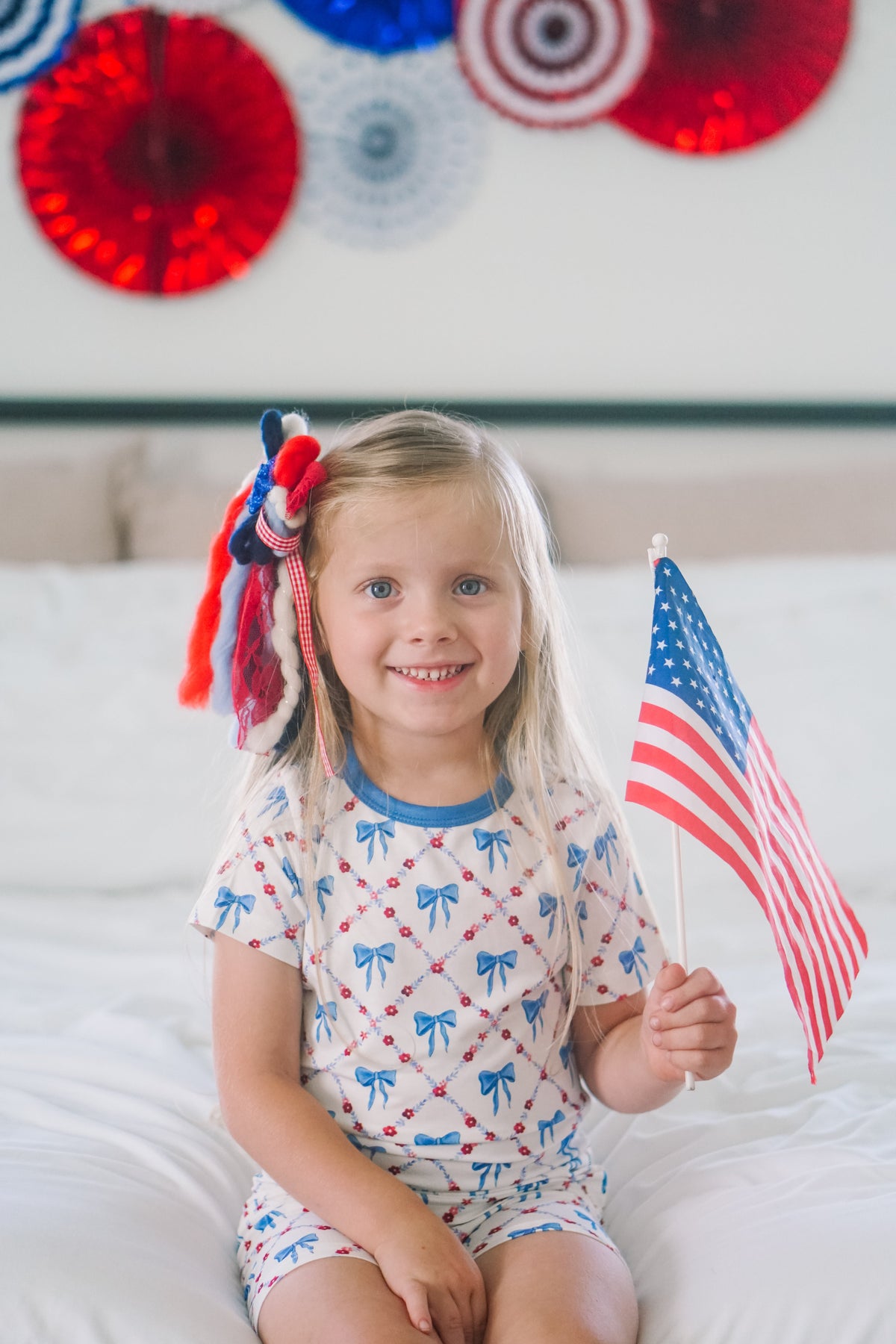 Red White & Bows 2pc Bamboo Pajamas — Little Joy Co.