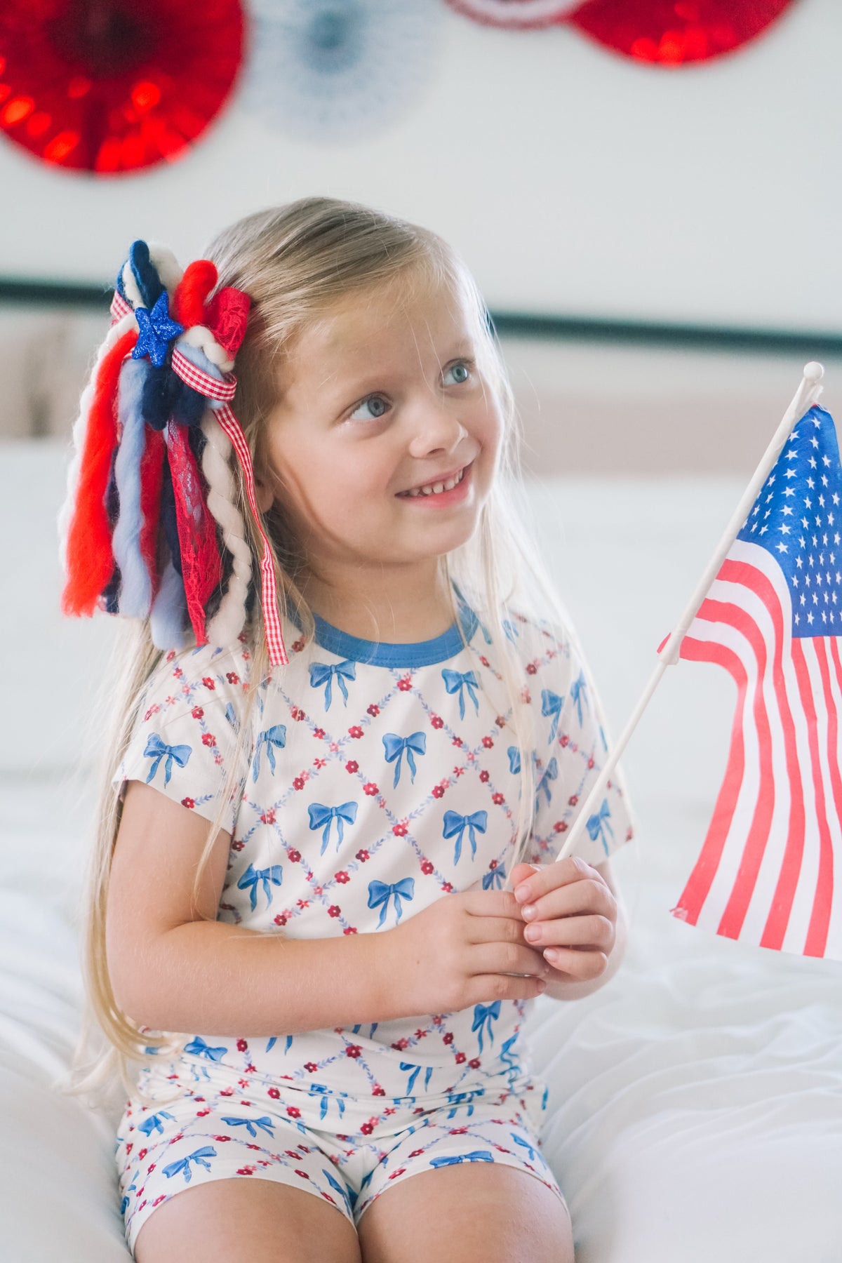 Red White & Bows 2pc Bamboo Pajamas — Little Joy Co.