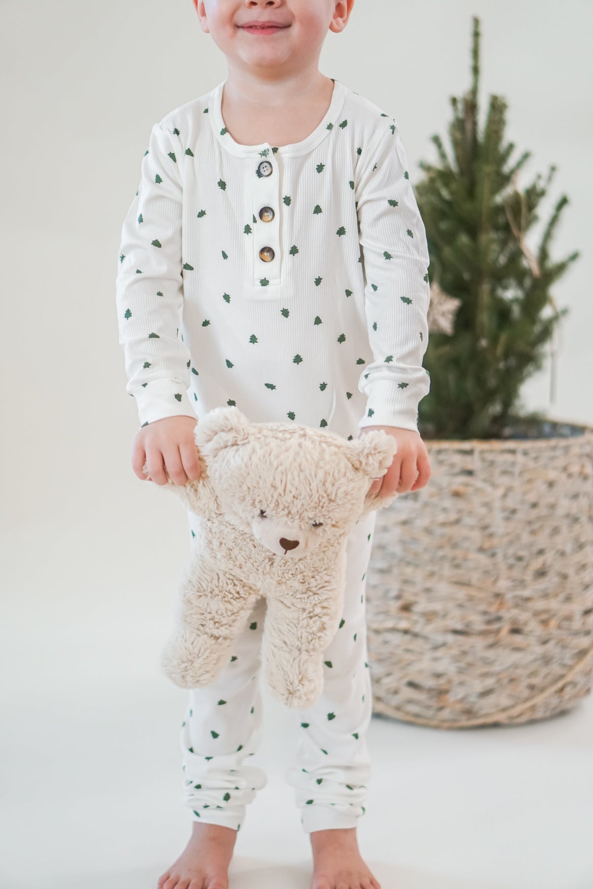 Tiny Trees Ribbed Bamboo 2pc Henley Pajamas — Little Joy Co.