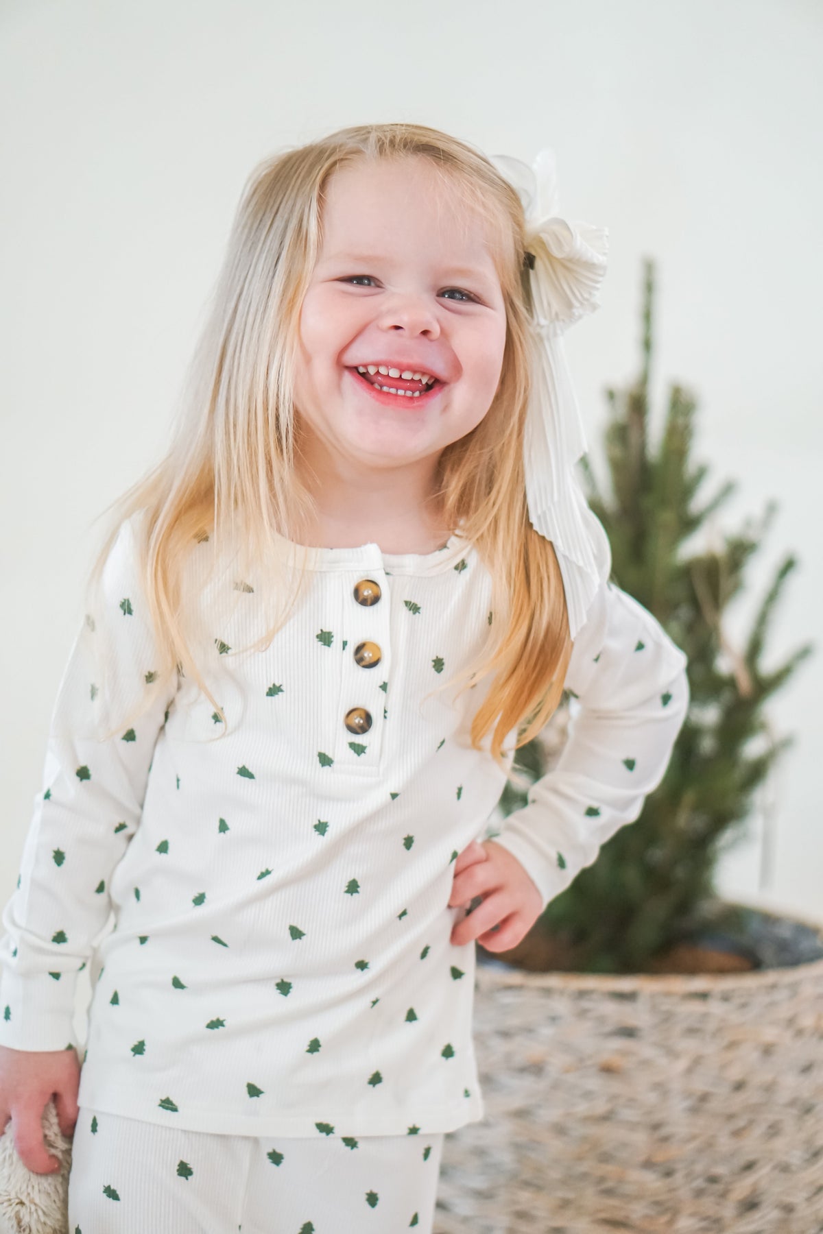 Tiny Trees Ribbed Bamboo 2pc Henley Pajamas — Little Joy Co.