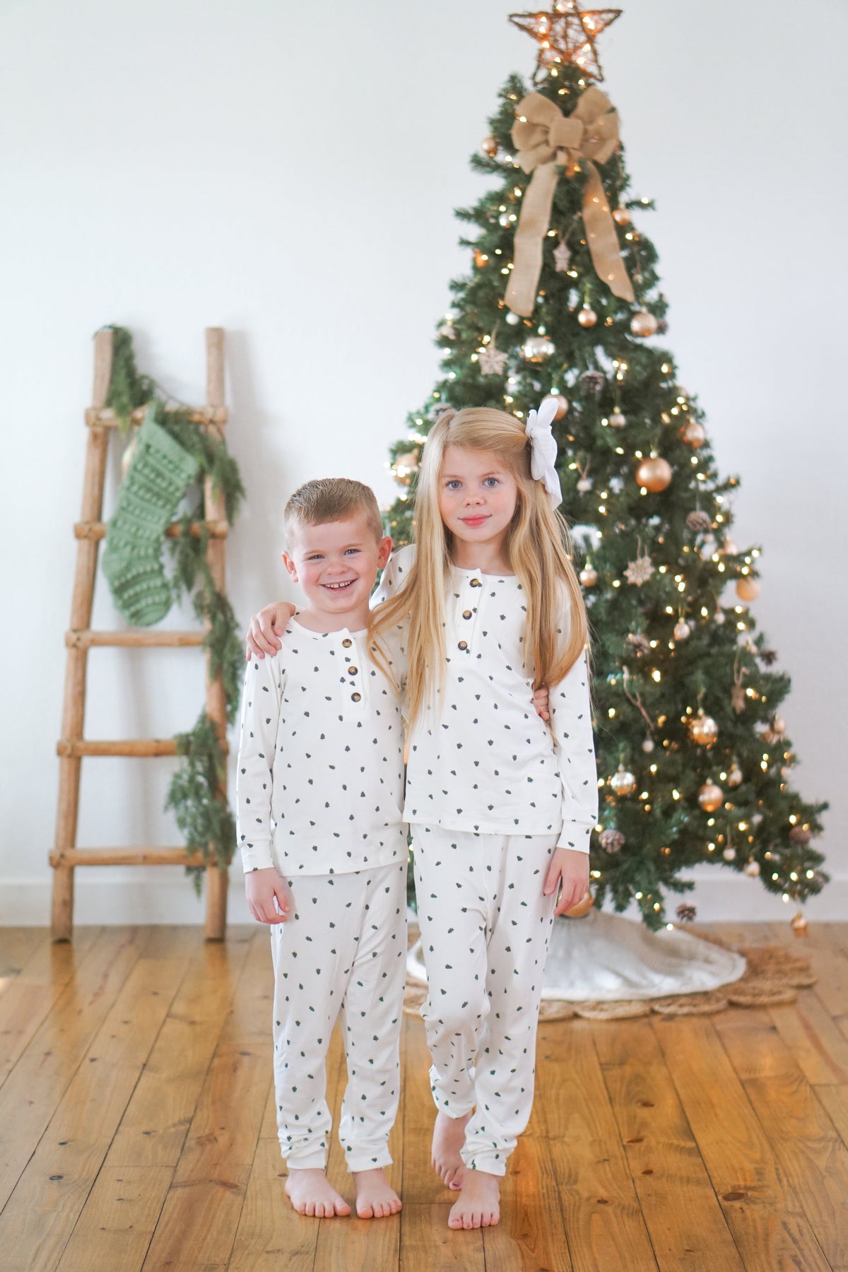 Tiny Trees Ribbed Bamboo 2pc Henley Pajamas — Little Joy Co.