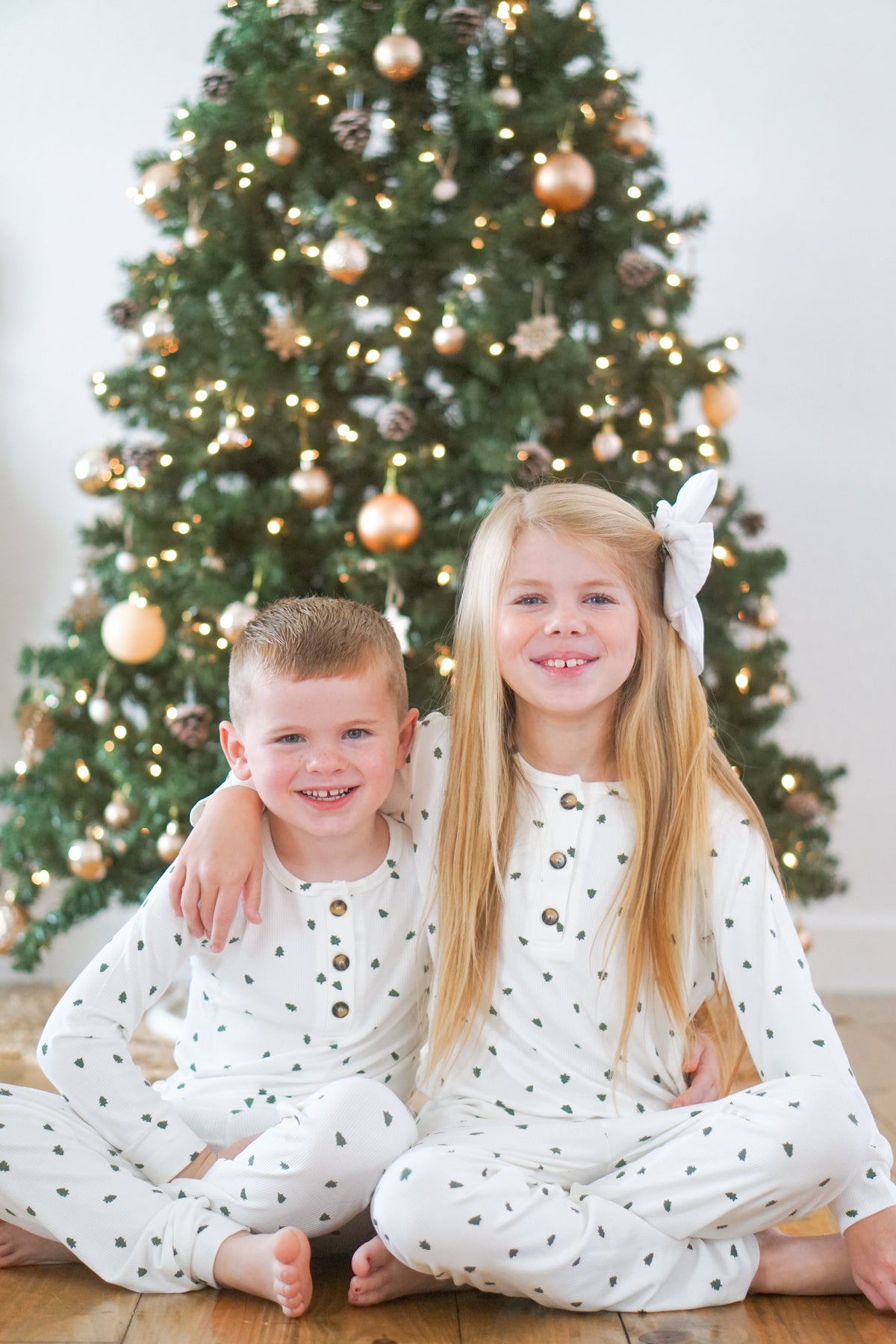 Tiny Trees Ribbed Bamboo 2pc Henley Pajamas — Little Joy Co.
