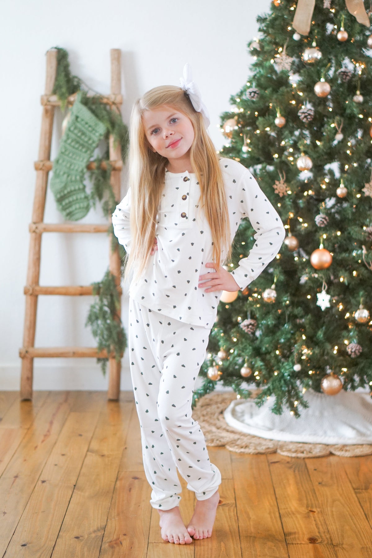 Tiny Trees Ribbed Bamboo 2pc Henley Pajamas — Little Joy Co.