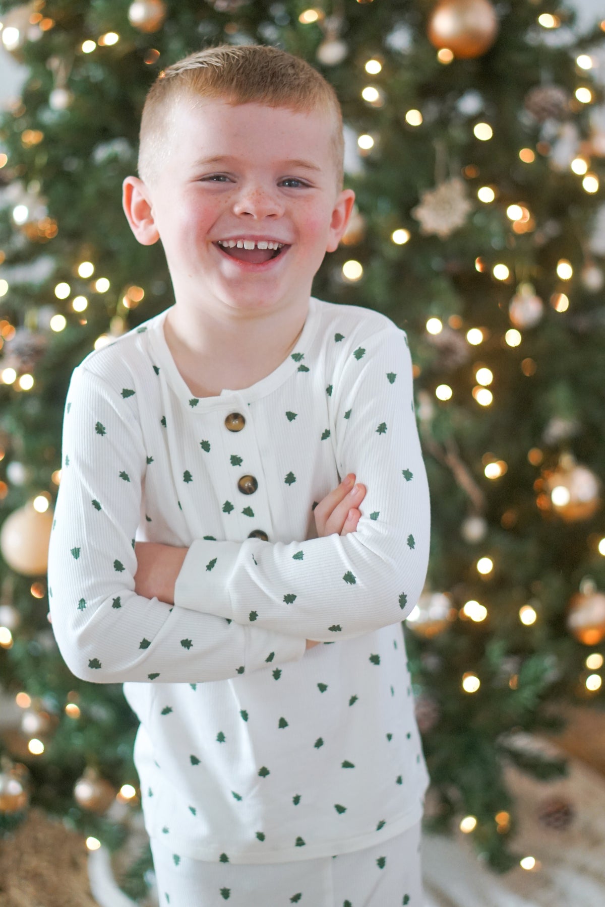 Tiny Trees Ribbed Bamboo 2pc Henley Pajamas — Little Joy Co.