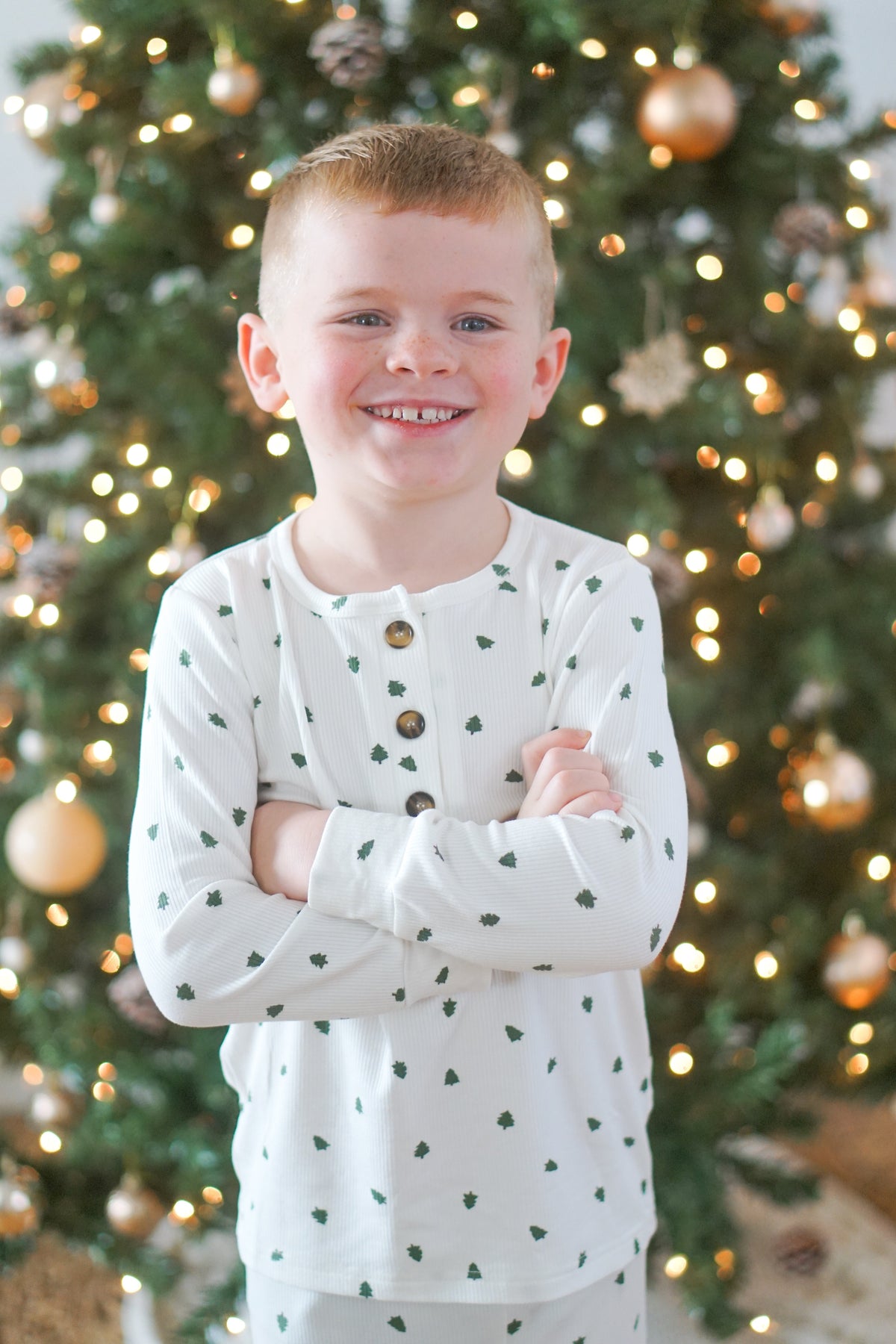 Tiny Trees Ribbed Bamboo 2pc Henley Pajamas — Little Joy Co.