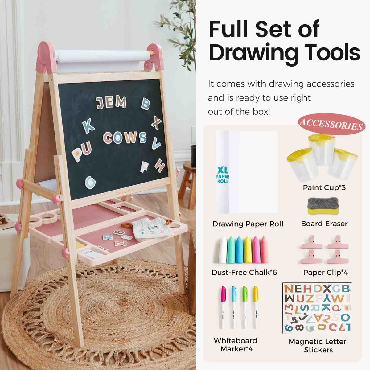 Tiny Land® Pink Magnitales Easel & Paper Roll Set — Tiny Land