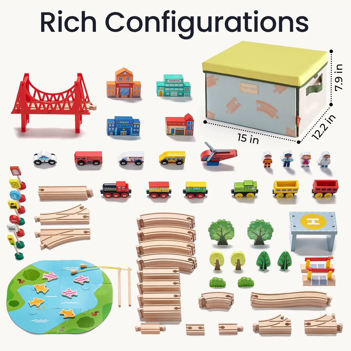Tiny Land® 110-Piece Wooden Train Set with Folding Storage Box — Tiny Land