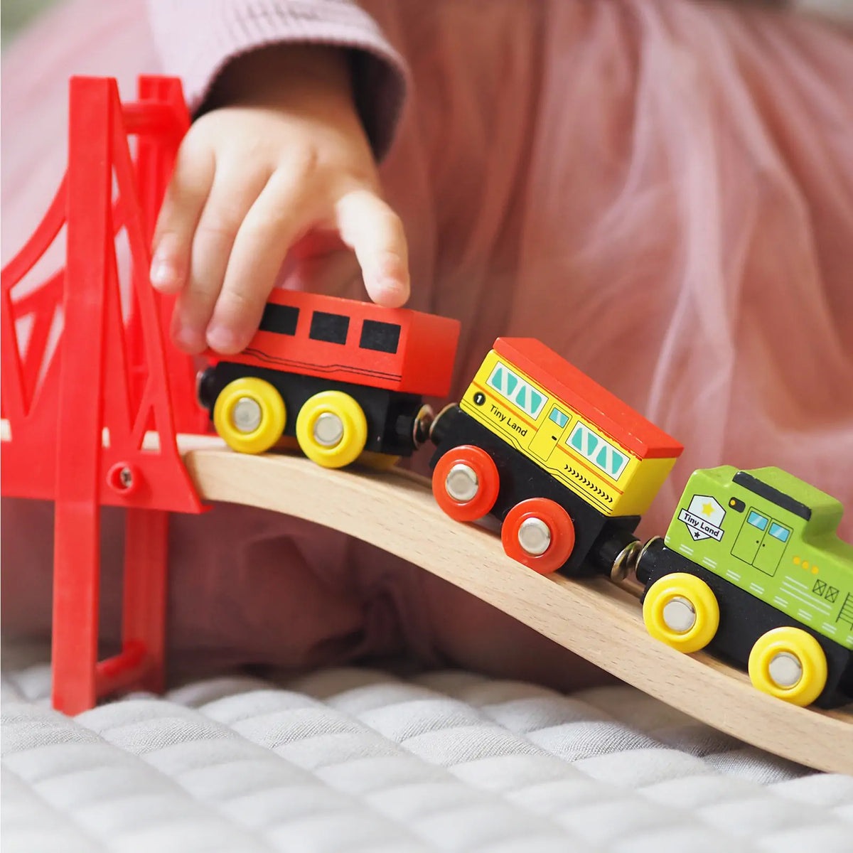 Tiny Land® 110-Piece Wooden Train Set with Folding Storage Box — Tiny Land