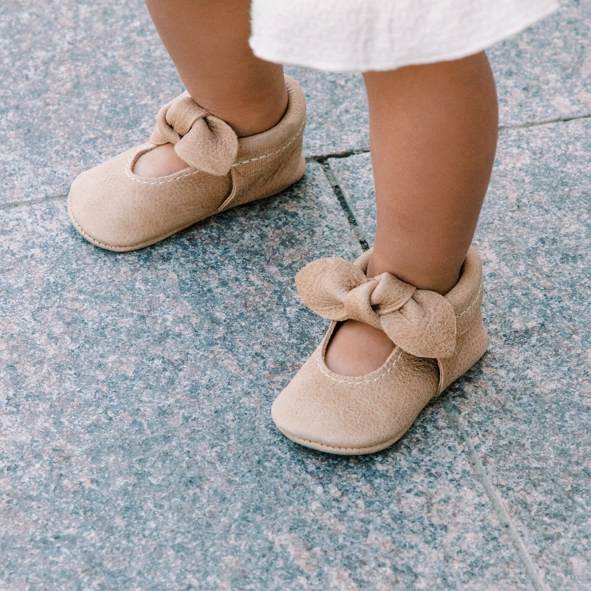 Weathered Brown Knotted Bow Baby Shoe — Freshly Picked