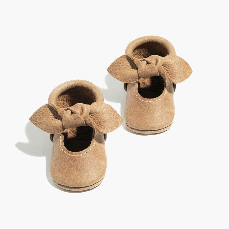 Weathered Brown Knotted Bow Baby Shoe — Freshly Picked