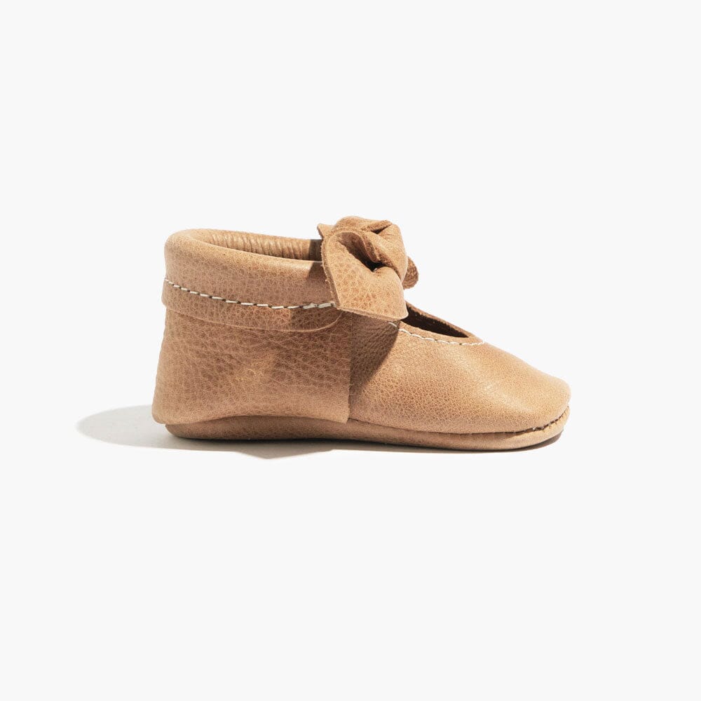 Weathered Brown Knotted Bow Baby Shoe — Freshly Picked