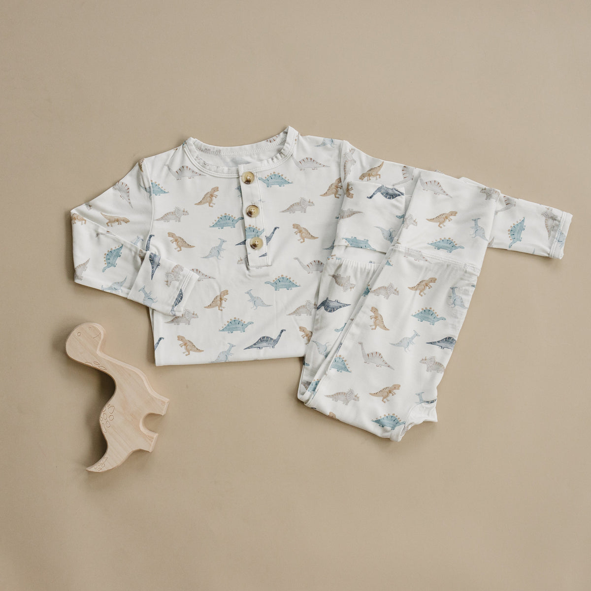 Snugglesaurus 2pc Henley Bamboo Pajamas - Sizes Newborn & Up! — Little Joy Co.