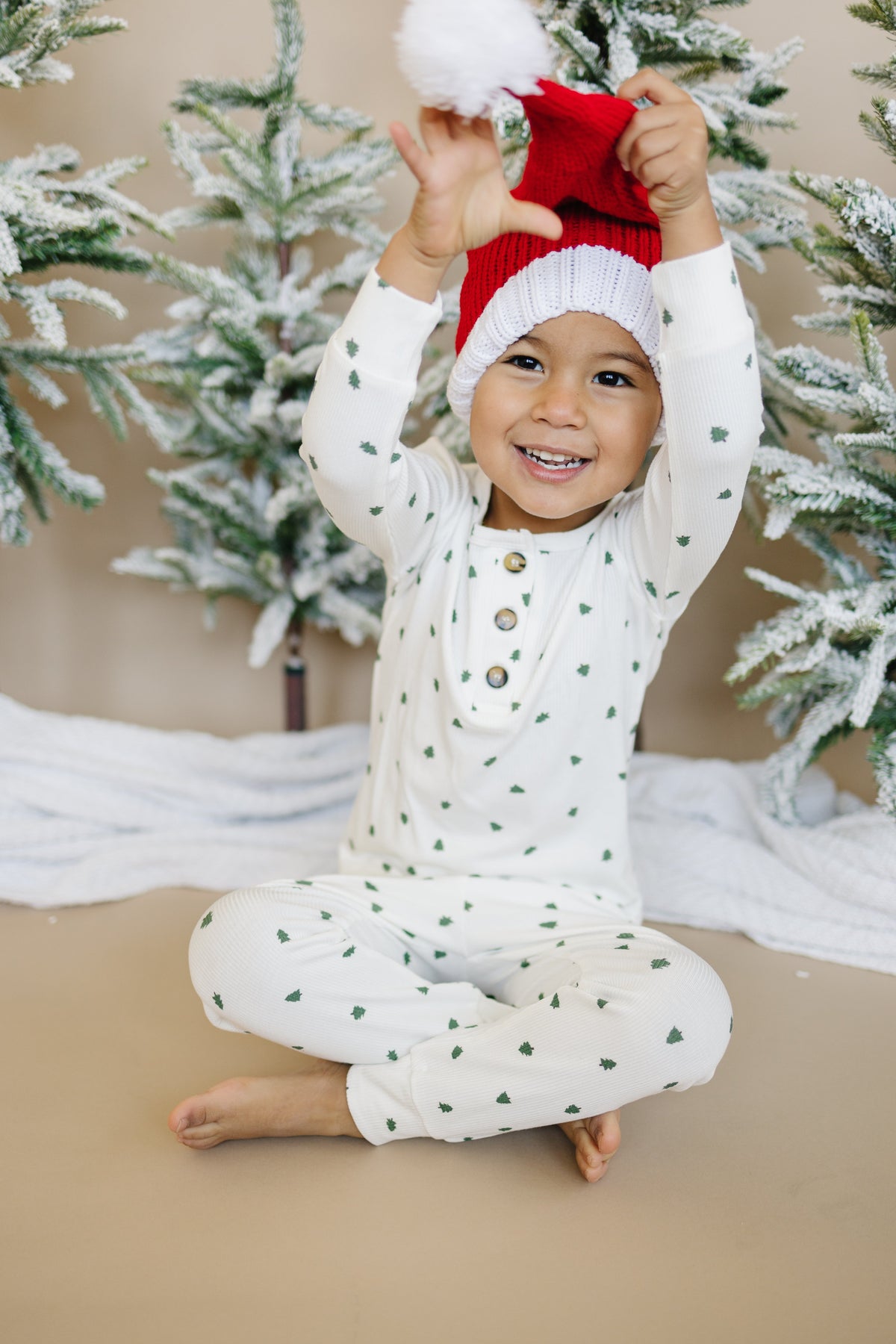 Tiny Trees Ribbed Bamboo 2pc Henley Pajamas — Little Joy Co.