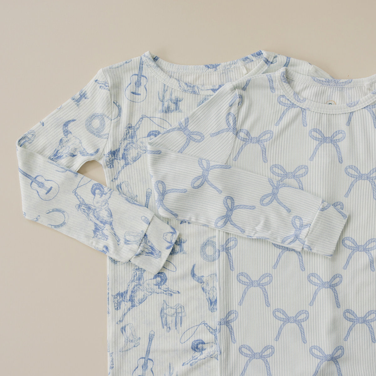 Blue Belle Ribbed Bamboo Zippy Pajamas — Little Joy Co.
