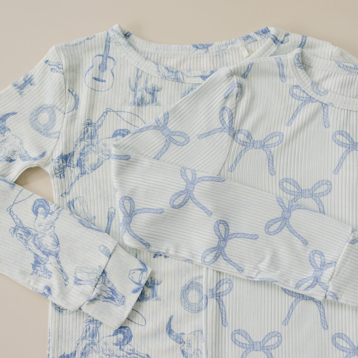 Blue Belle 2pc Ribbed Bamboo Pajamas — Little Joy Co.