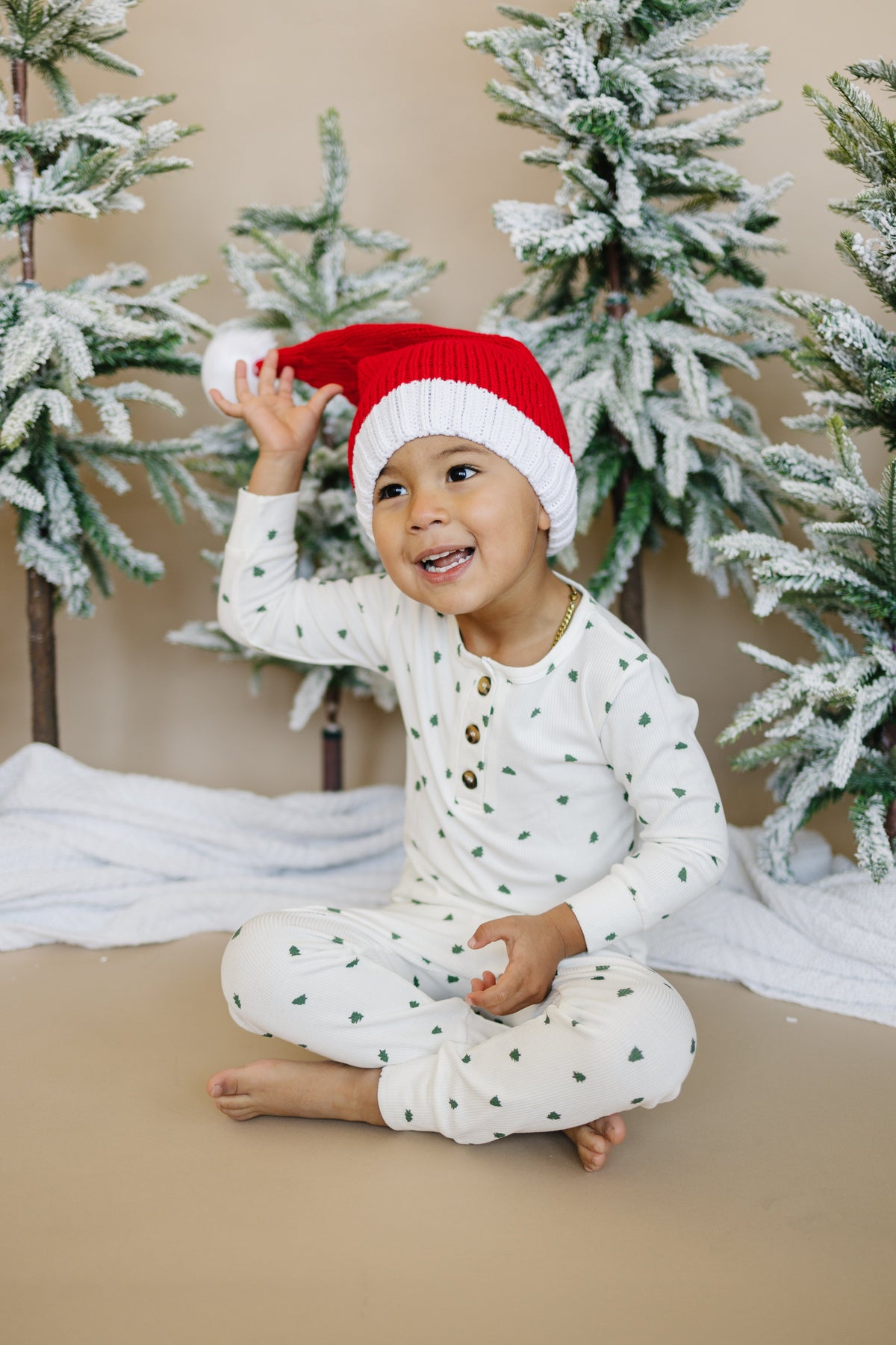 Tiny Trees Ribbed Bamboo 2pc Henley Pajamas — Little Joy Co.