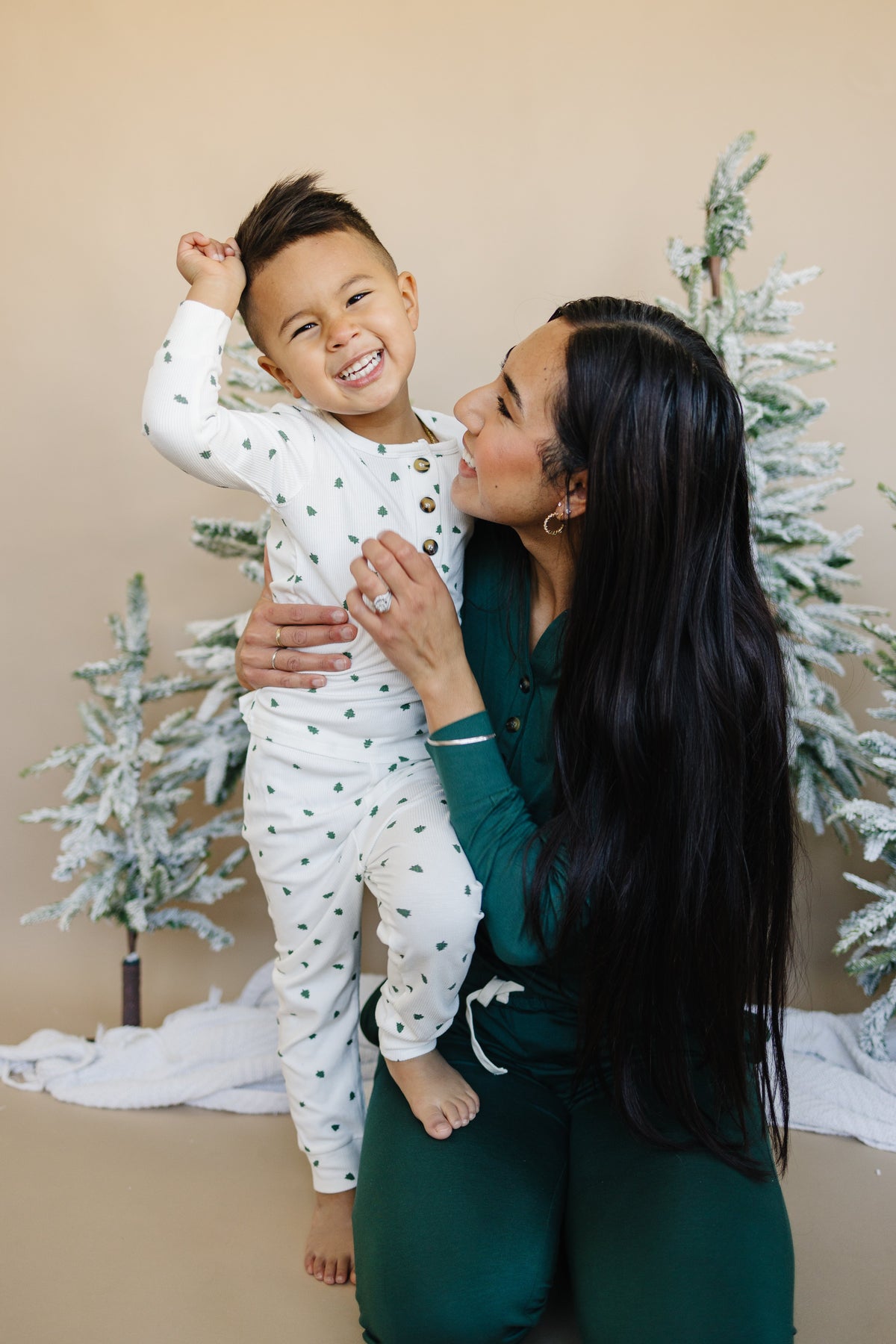 Tiny Trees Ribbed Bamboo 2pc Henley Pajamas — Little Joy Co.