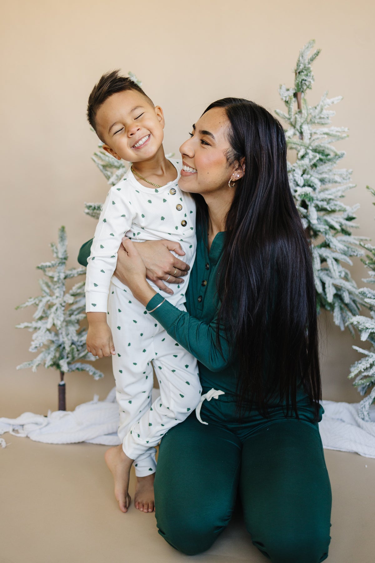Tiny Trees Ribbed Bamboo 2pc Henley Pajamas — Little Joy Co.