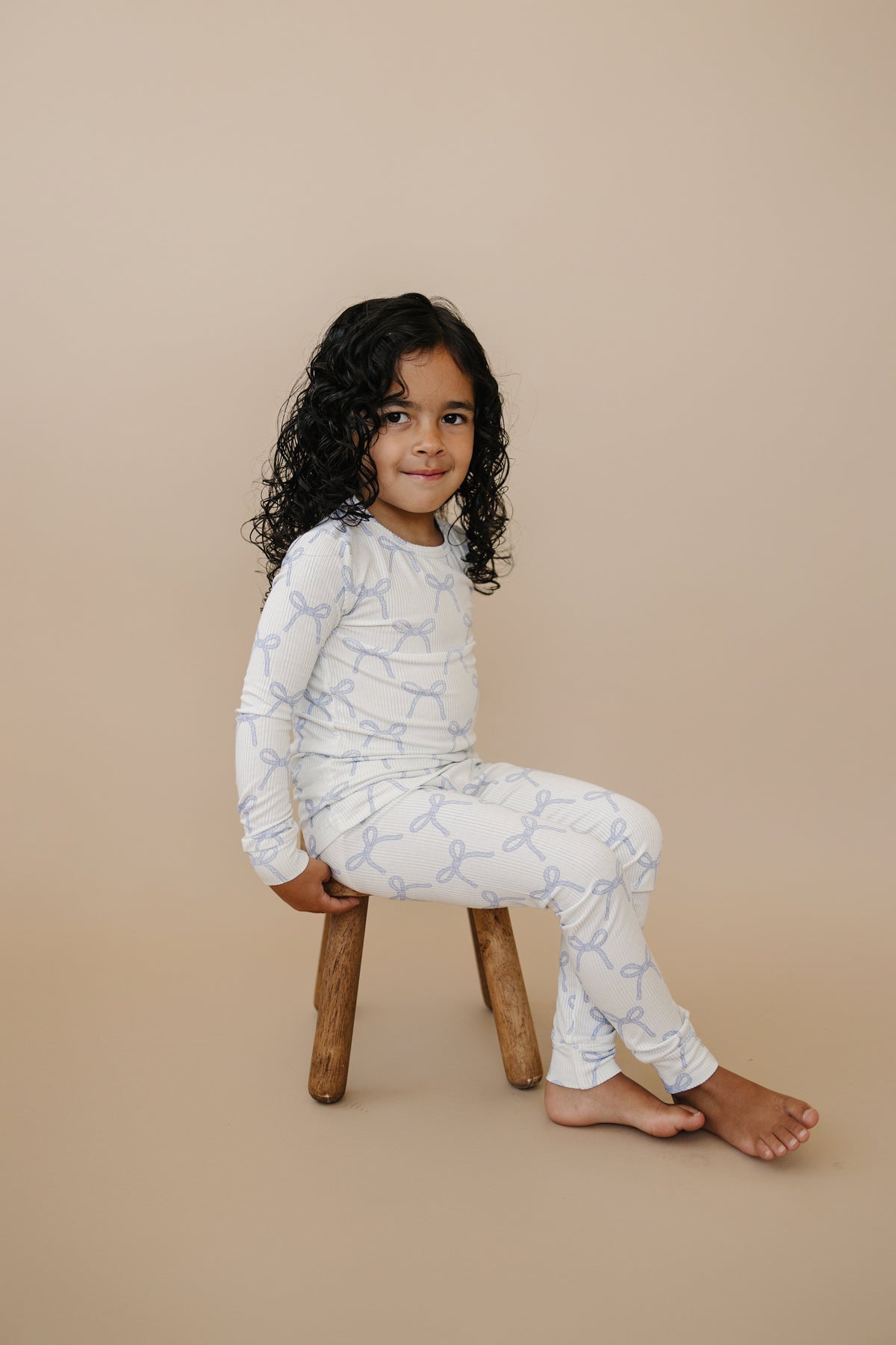 Blue Belle 2pc Ribbed Bamboo Pajamas — Little Joy Co.