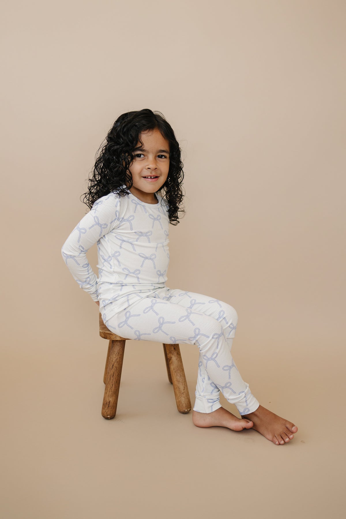 Blue Belle 2pc Ribbed Bamboo Pajamas — Little Joy Co.