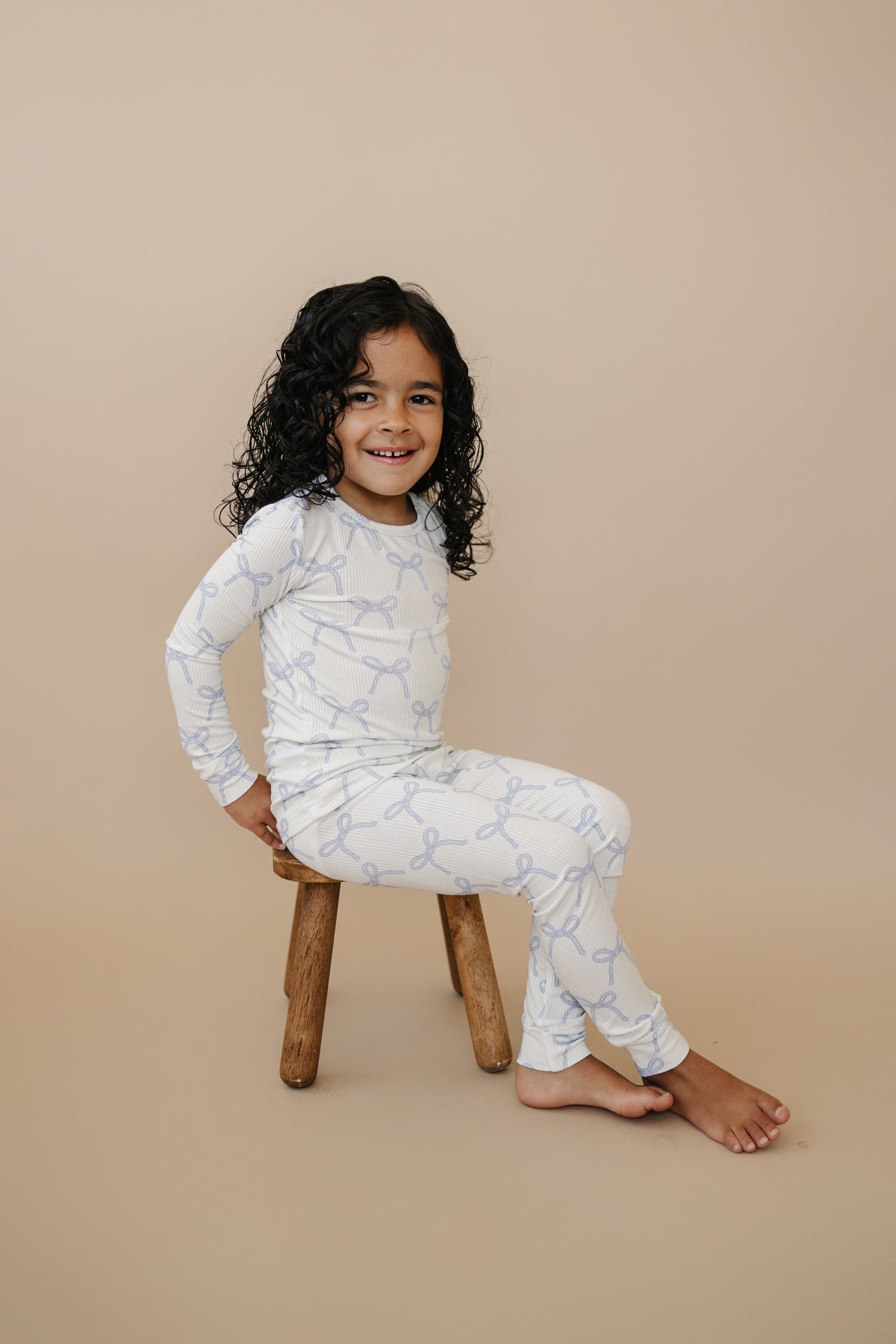 Blue Belle 2pc Ribbed Bamboo Pajamas — Little Joy Co.