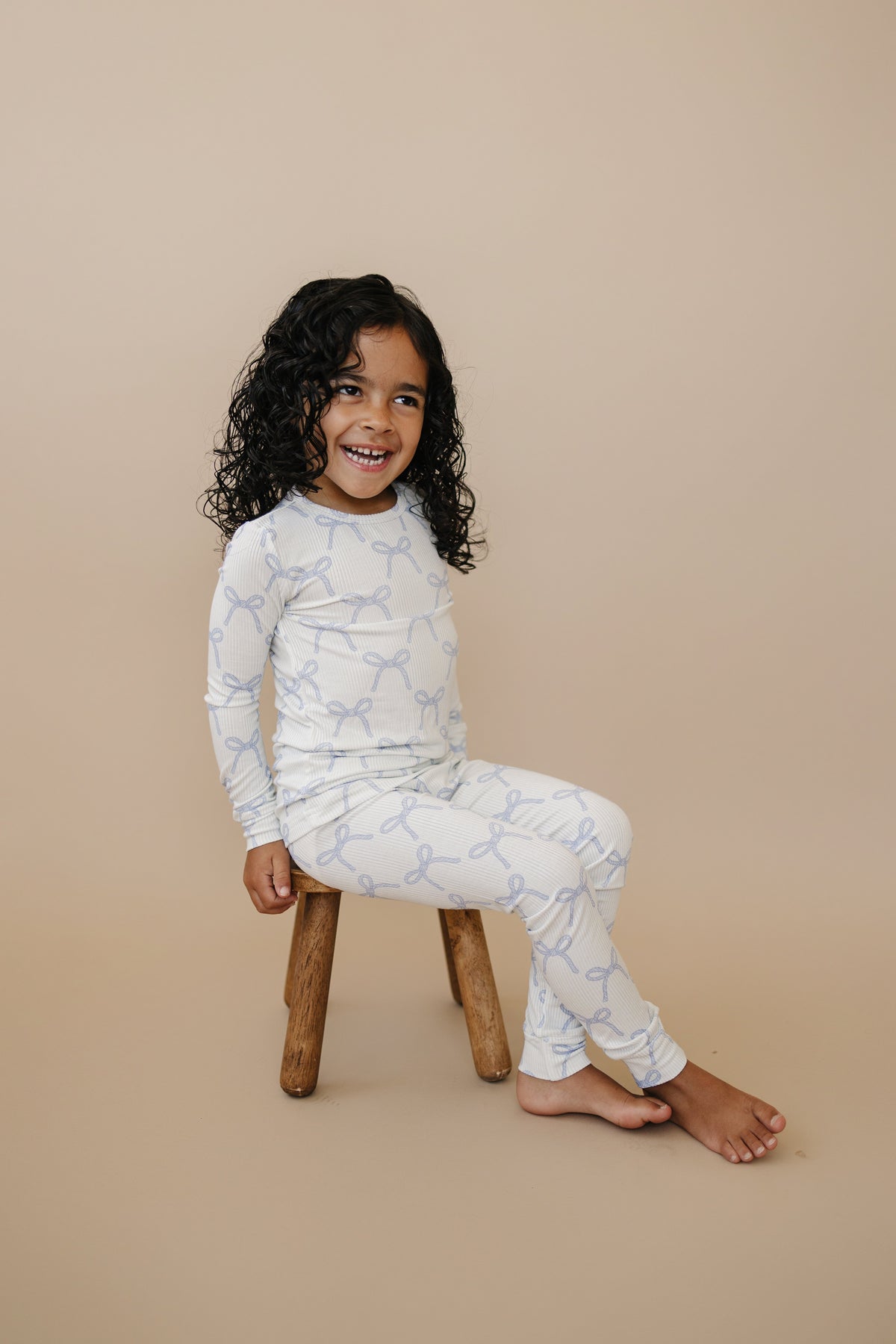 Blue Belle 2pc Ribbed Bamboo Pajamas — Little Joy Co.
