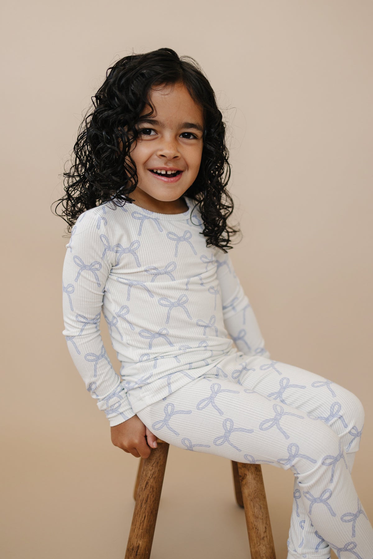 Blue Belle 2pc Ribbed Bamboo Pajamas — Little Joy Co.
