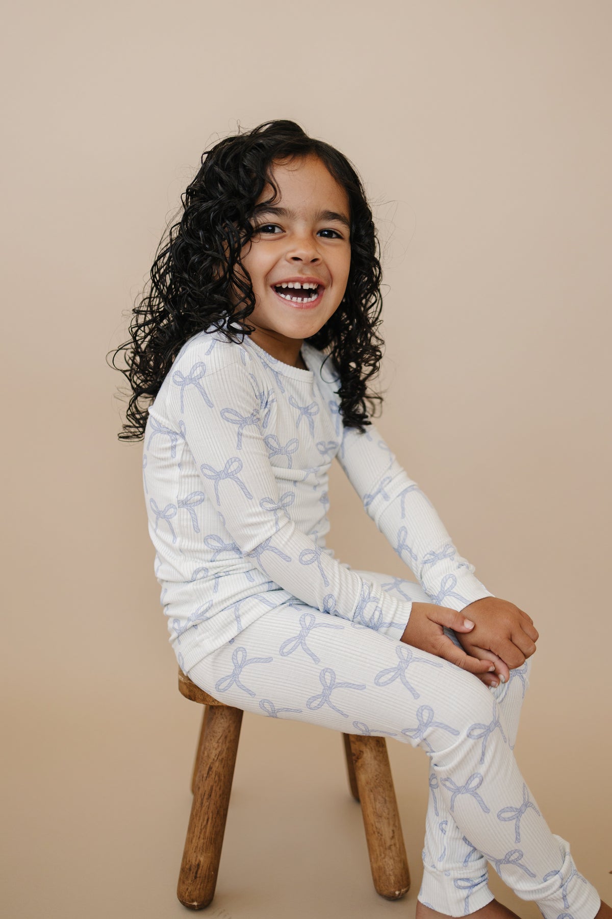 Blue Belle 2pc Ribbed Bamboo Pajamas — Little Joy Co.