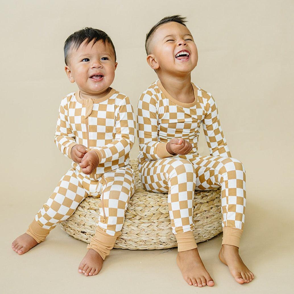 Golden Coast Check 2pc Bamboo Pajamas — Little Joy Co.