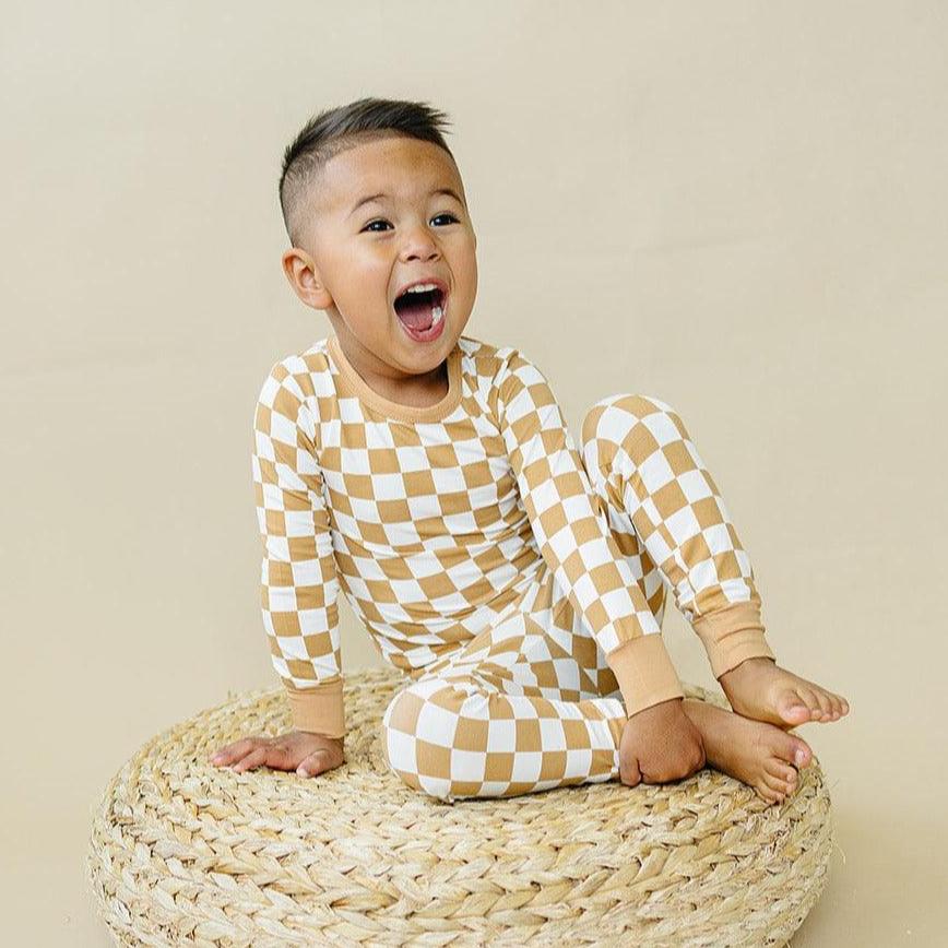 Golden Coast Check 2pc Bamboo Pajamas — Little Joy Co.