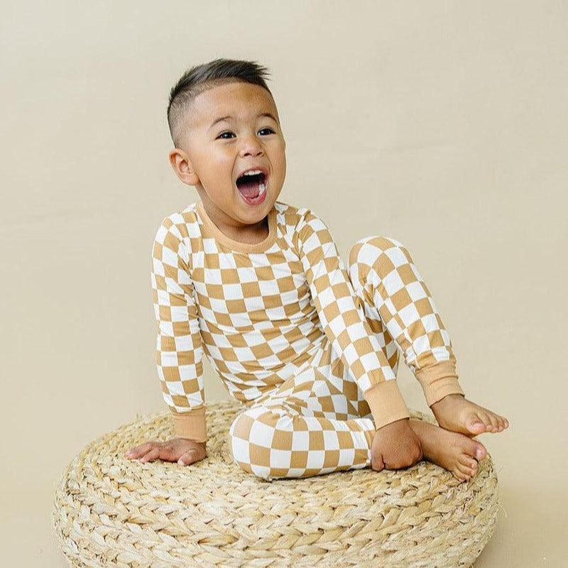 Golden Coast Check 2pc Bamboo Pajamas — Little Joy Co.