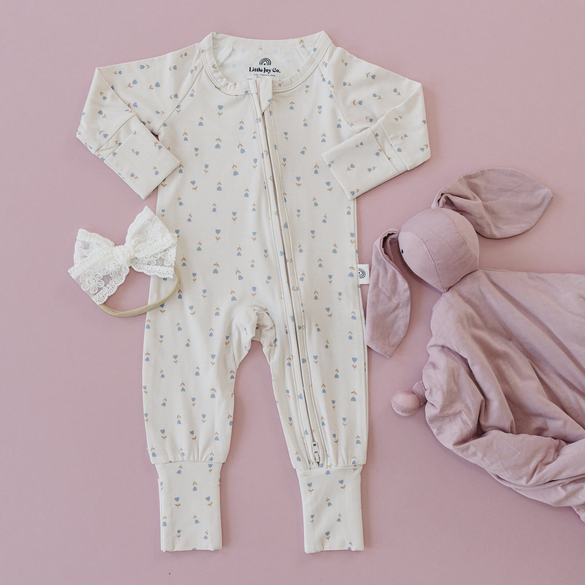Tiny Tulips Bamboo Zippy Pajamas — Little Joy Co.