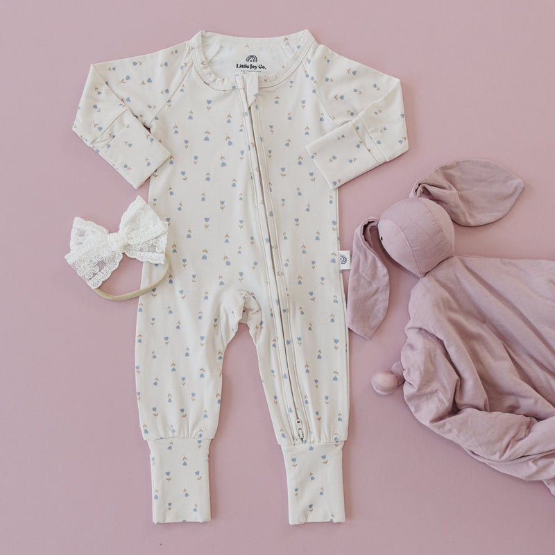 Tiny Tulips Bamboo Zippy Pajamas — Little Joy Co.