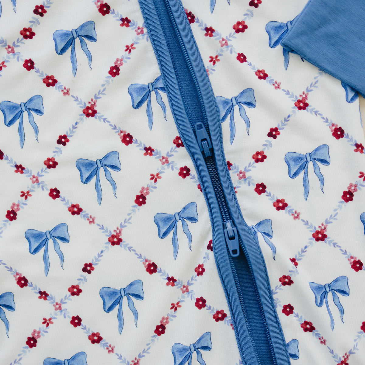 Red White & Bows Bamboo Zippy Pajamas — Little Joy Co.