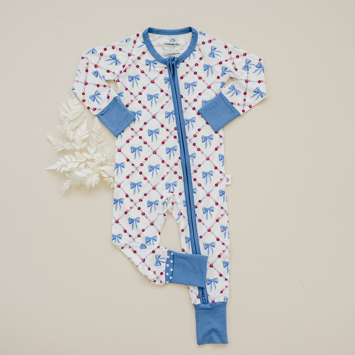 Red White & Bows Bamboo Zippy Pajamas — Little Joy Co.
