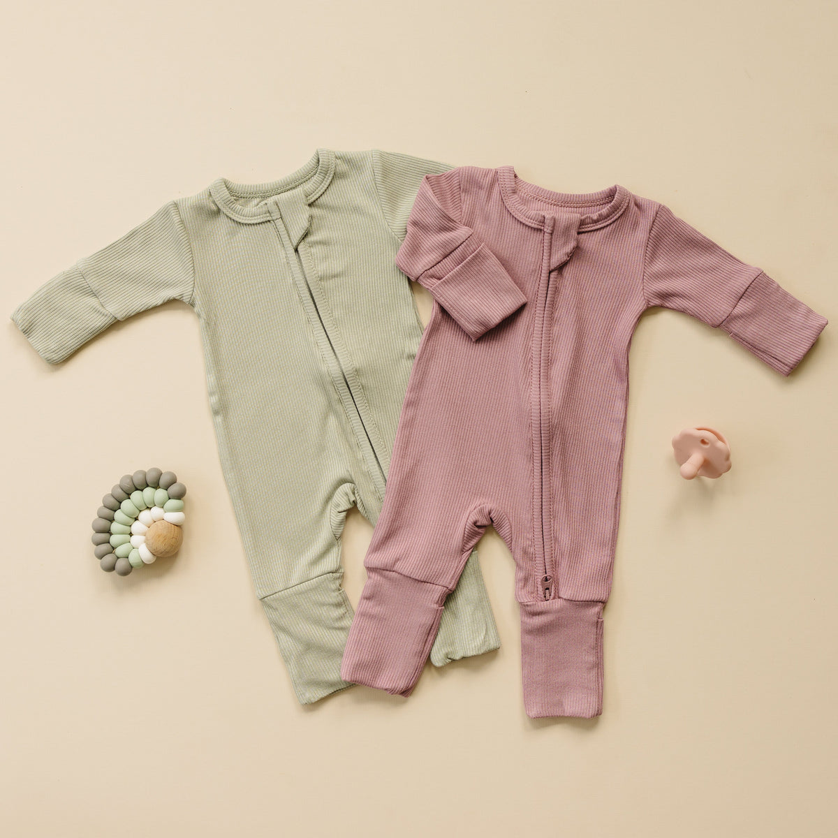 Solid Ribbed Bamboo Zippy Romper - more colors — Little Joy Co.