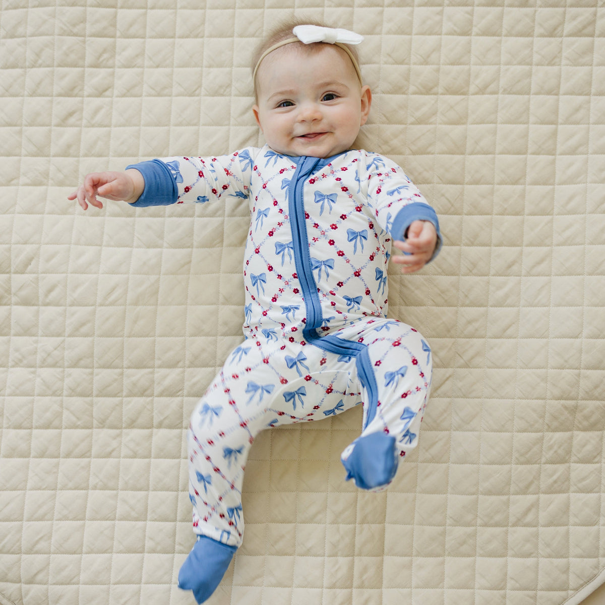 Red White & Bows Bamboo Zippy Pajamas — Little Joy Co.