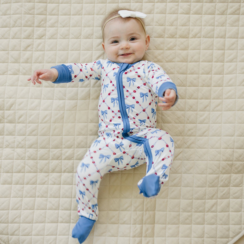 Red White & Bows Bamboo Zippy Pajamas — Little Joy Co.