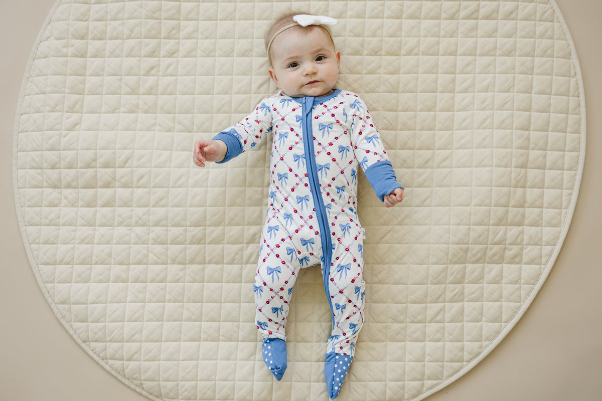 Red White & Bows Bamboo Zippy Pajamas — Little Joy Co.