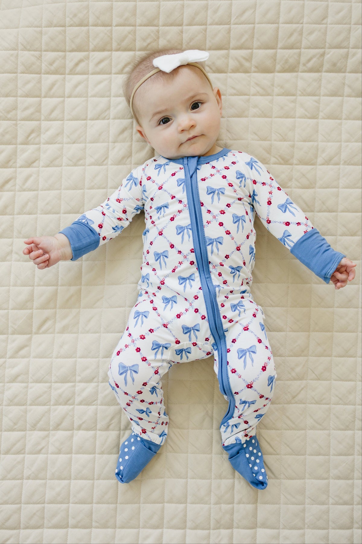Red White & Bows Bamboo Zippy Pajamas — Little Joy Co.