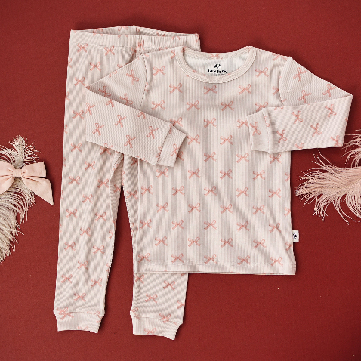 Blushing Bows 2pc Bamboo Pajamas — Little Joy Co.
