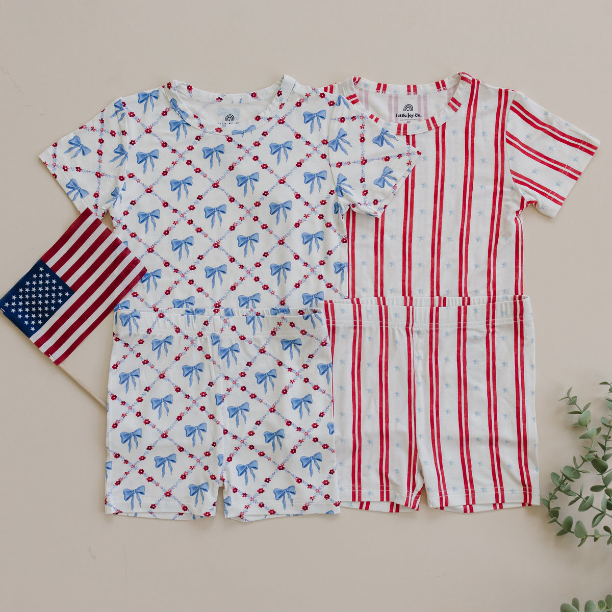 Red White & Bows 2pc Bamboo Pajamas — Little Joy Co.