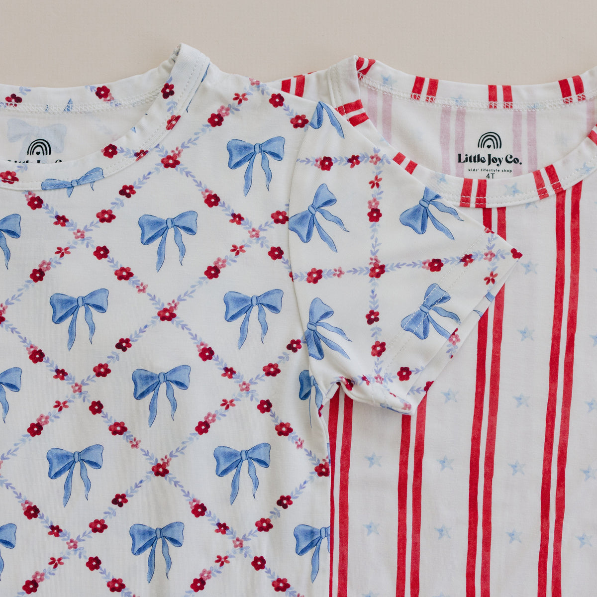 Red White & Bows 2pc Bamboo Pajamas — Little Joy Co.