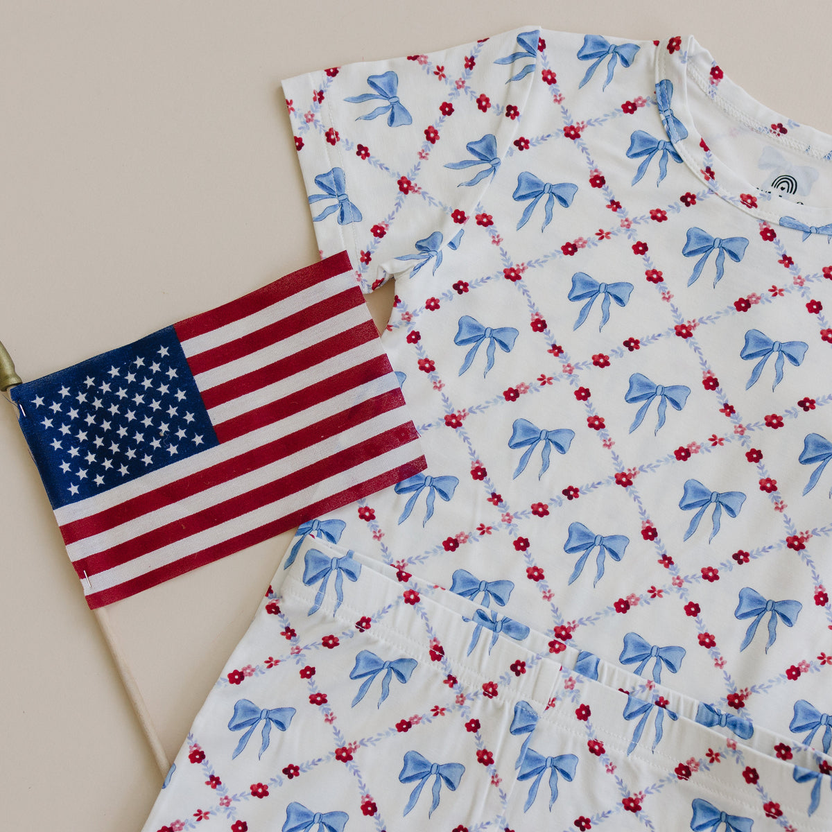 Red White & Bows 2pc Bamboo Pajamas — Little Joy Co.