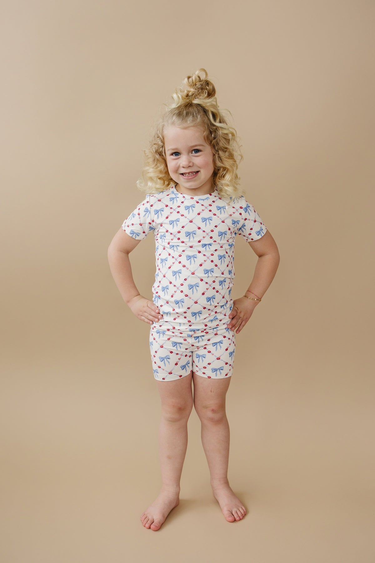 Red White & Bows 2pc Bamboo Pajamas — Little Joy Co.