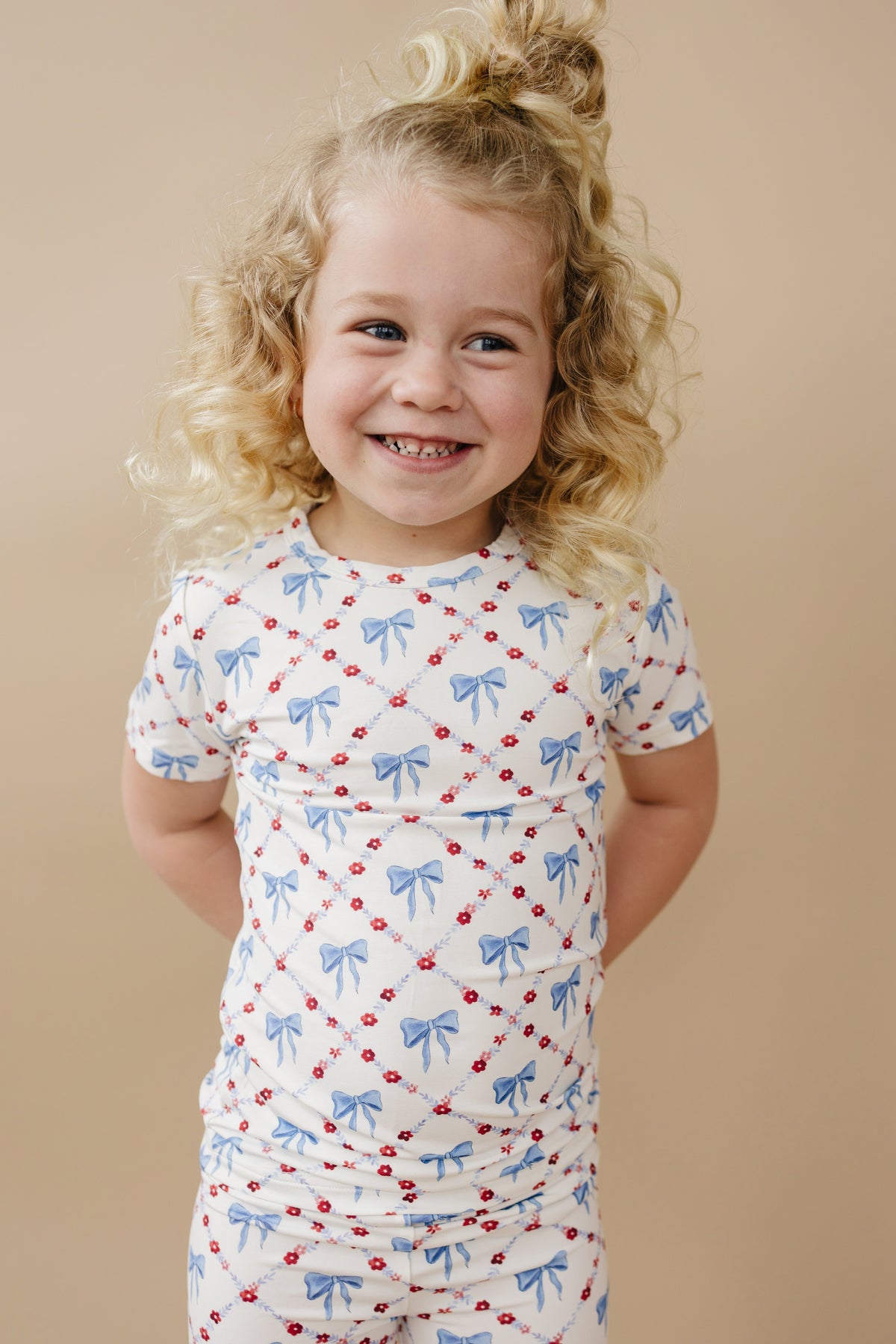 Red White & Bows 2pc Bamboo Pajamas — Little Joy Co.