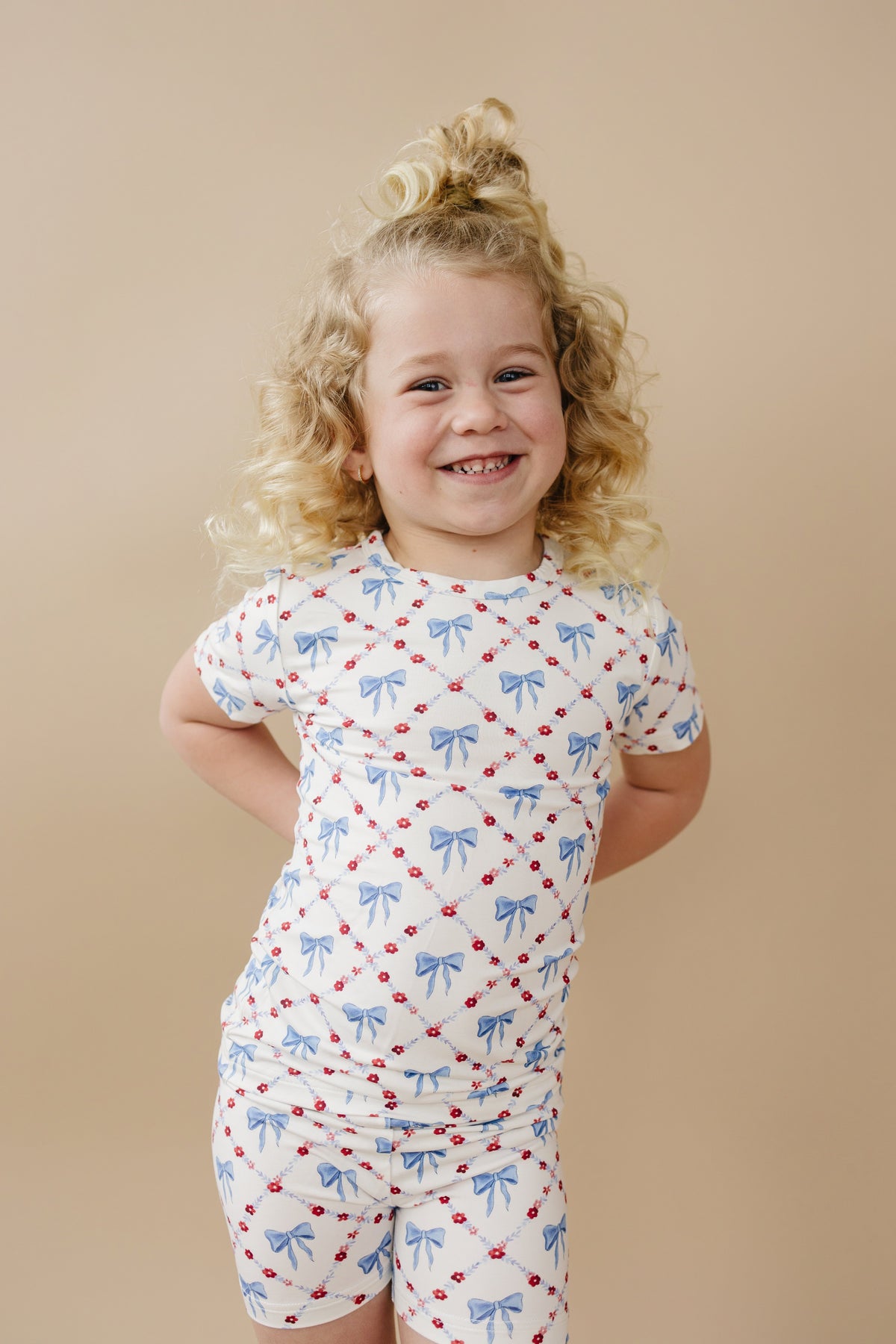 Red White & Bows 2pc Bamboo Pajamas — Little Joy Co.