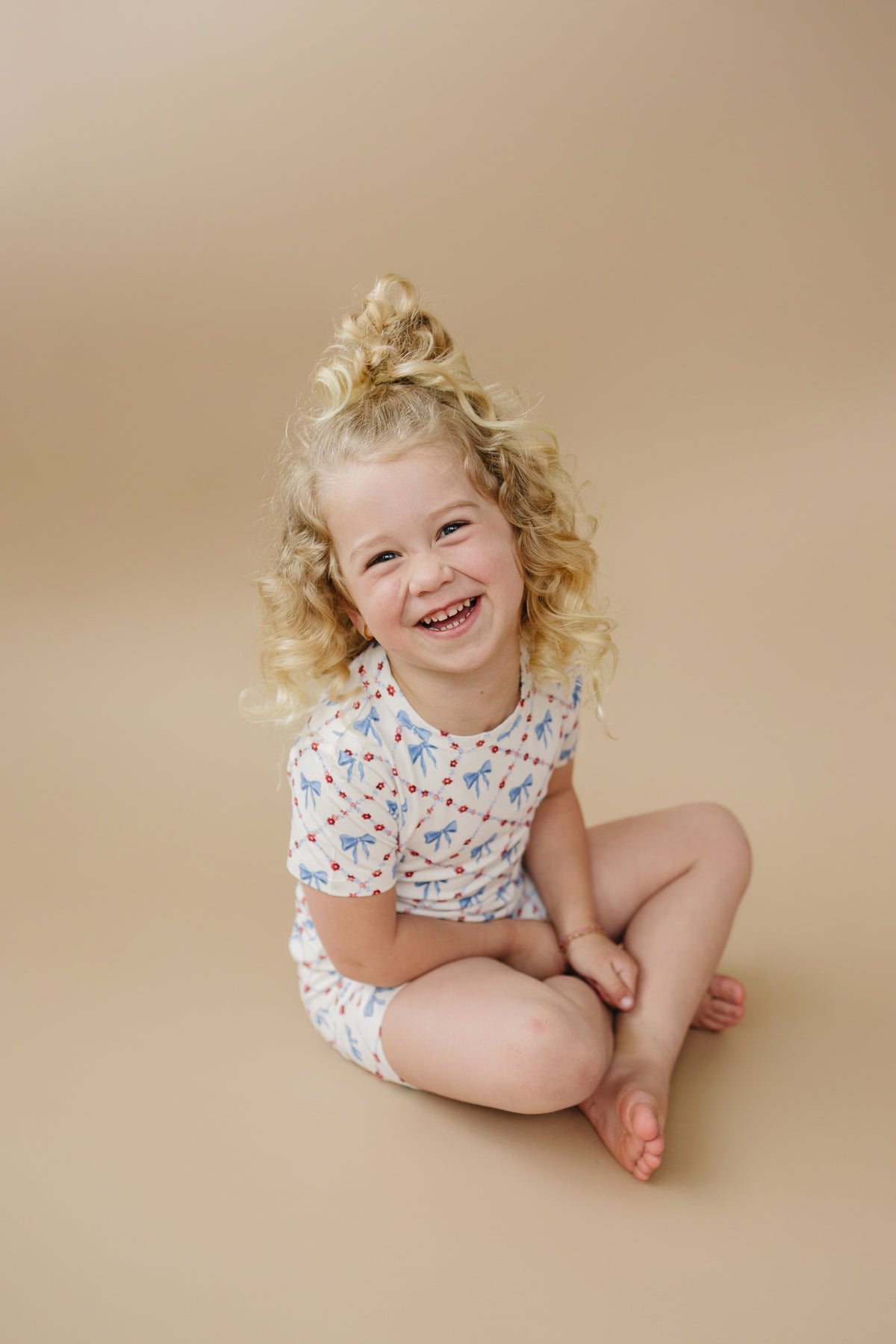 Red White & Bows 2pc Bamboo Pajamas — Little Joy Co.