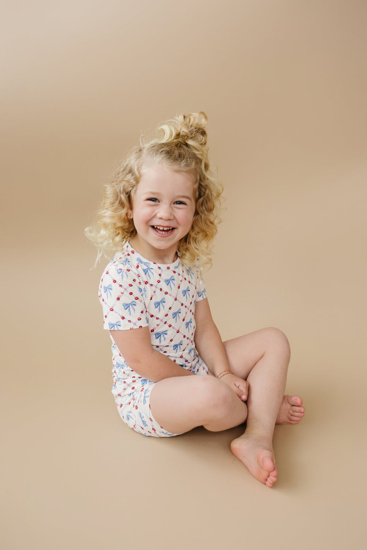 Red White & Bows 2pc Bamboo Pajamas — Little Joy Co.